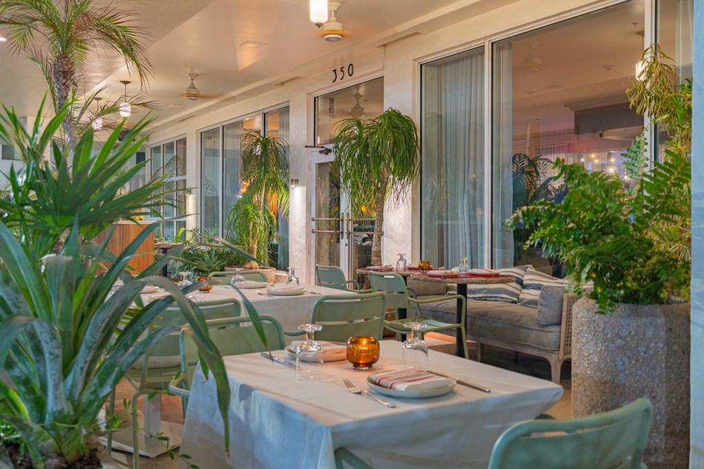 Indoor tables at Cleo restaurant 